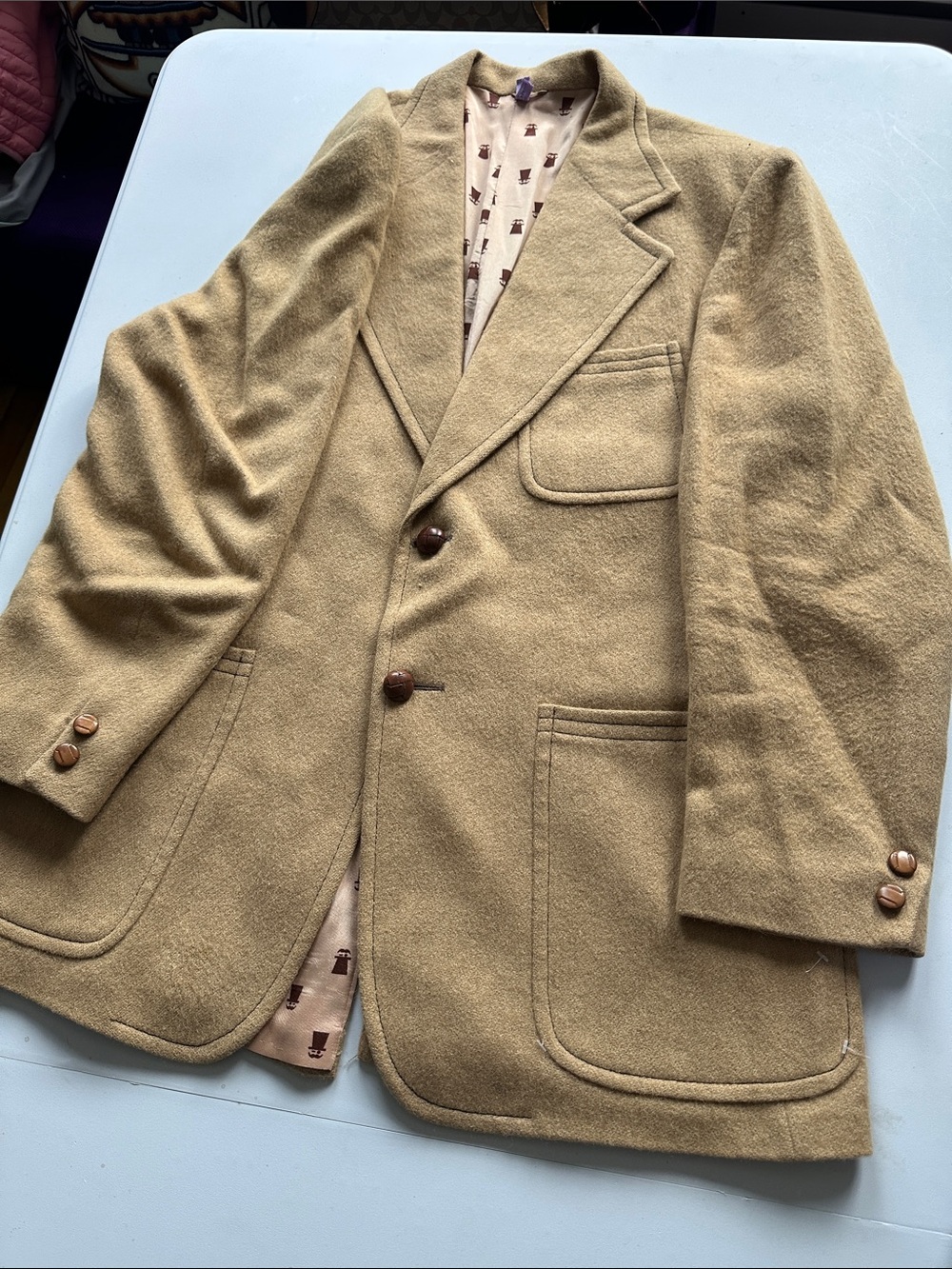 UNISEX Vintage. Men's 100% Camel hair Single-Breasted Blazer Jacket